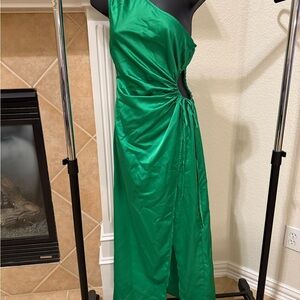 Hello Molly Vibrant Green One-Shoulder Dress